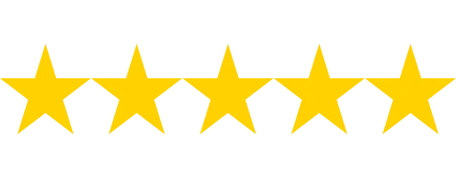 Fünf goldene Sterne symbolisieren eine ausgezeichnete Bewertung und hohe Kundenzufriedenheit.